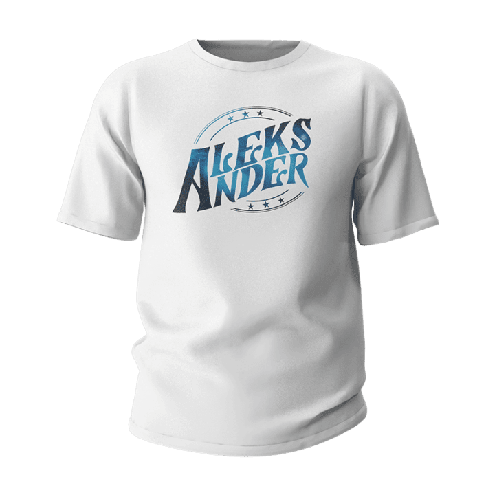 T-shirt Aleks Ander blanc et logo bleu étoilé