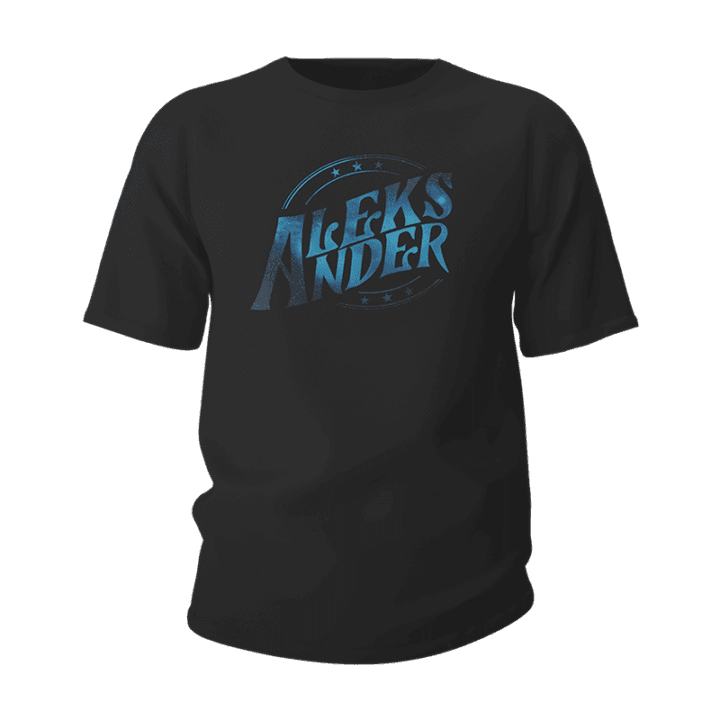 T-shirt Aleks Ander noir et logo bleu étoilé